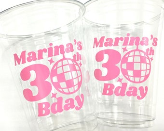 Personalized Disco Birthday, Disco 30th Birthday, Personalized Birthday Cups, 30th Disco Birthday Party cups, Disco Ball, Disco ball cups