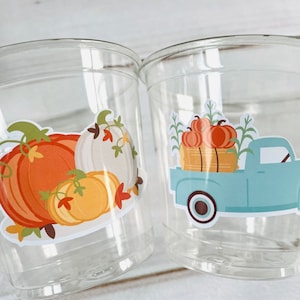 Fall Pumpkin Party Cups Fall Baby Shower, Little Pumpkin Party, Fall Truck Cups, Fall Party cups, Fall Party Favors, Little Pumpkin Party