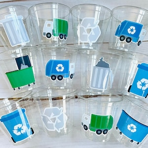 Garbage Truck Party Cups, 9oz   Trash Truck Cups, Garbage Truck Party Cups Recycle Truck Party Decorations Garbage