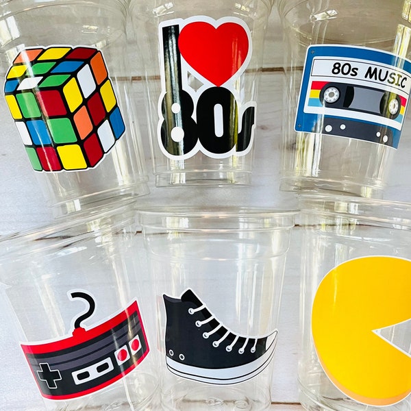 80s Party Cups - 80s party decorations, I love the 80s party cups, 80s party favors, 80s birthday decorations, 40th birthday decorations