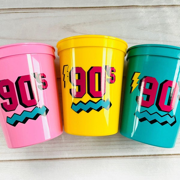 90s Party Cups - 90s party decorations, 90s bachelorette party, 90s birthday decorations, 90s birthday party, I love the 90s