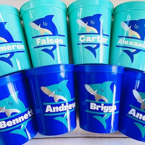 Shark Party Cups Shark Reusable Cups Shark Party Favors Under the Sea Party Cups