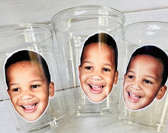 Personalized Photo Birthday Cups, Custom cups with face, Face Photo Cups, First Birthday, 30th Birthday Cups, Custom Face Party Decor