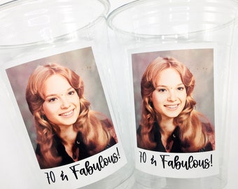 Custom plastic cups, Personalized Party cups, Personalized 40th Birthday, Custom face Cups, 40th, 30th Birthday, 21st Birthday