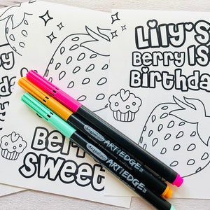 Strawberry Birthday, Strawberry coloring sheets, strawberry party favor, strawberry party, berry 1st birthday