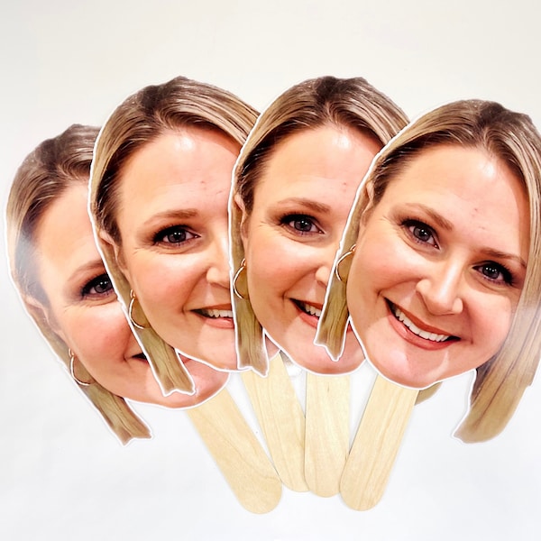 Face on A Stick,  Big Head Cutouts, Big Head Face Fan, Bachelorette Party, Birthday Party Decorations, Graduation Party, Sporting event