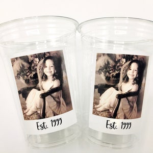 Custom plastic cups, personalized Party cups, Create your own text, Personalized Birthday, Custom face party decorations, Vintage 40th