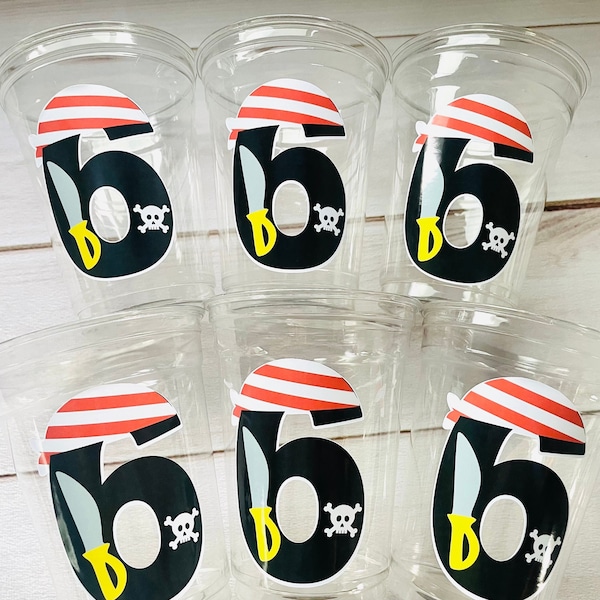 Pirate Party Cups - Disposable Pirate  Age Number Cups Pirate Party Decorations, Happy Birthday Pirate Birthday,  Boy Skull