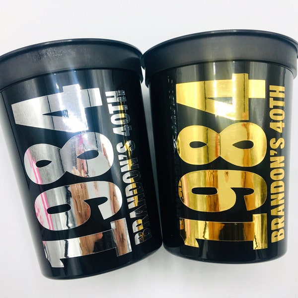 40th party cups - Black and Gold 40th Birthday, Best of 1984 40th Birthday Party 40th Birthday Favors Vintage 1984 40th Party Decorations