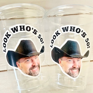 50th Birthday Custom plastic cups, personalized Party cups, Personalized 50th Birthday, Custom face Cups, Custom face party decorations,