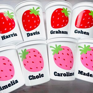 Strawberry Birthday, Strawberry Party Cups - strawberry party decorations, strawberry birthday party favors, girl baby shower first birthday