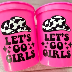 Cowgirl Party cups, Cowgirl Cups Cowgirl, Hot Pink Party Cowgirl, Bachelorette Party Cowgirl Hat Birthday Rodeo Party Cups Let&#39;s Go Girls
