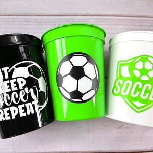 Soccer Party Cups Reusable 16oz Stadium Cups Soccer Favors Soccer Party Cups Soccer Party Decorations Soccer Baby Shower