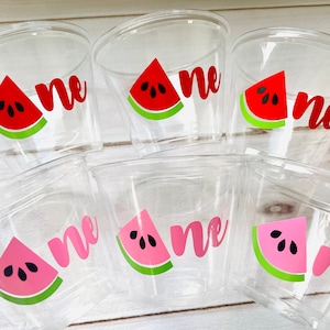 Watermelon Party Cups,  One in a Melon Party, Small 9oz    Watermelon Cups, Watermelon  Birthday Party