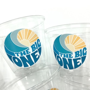 Surf Birthday Cups, The Big One Cups, 1st Birthday Party Cups, Surf Birthday Party Favors, Surfing Party Cups Surfs Up, Surfer, Catch A Wave