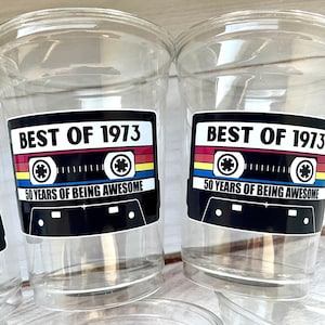 50th Birthday Party cups, 50th Birthday Cassette Tape Party, Best of 1973 Birthday, Vintage 50th Birthday, 50th Birthday Party