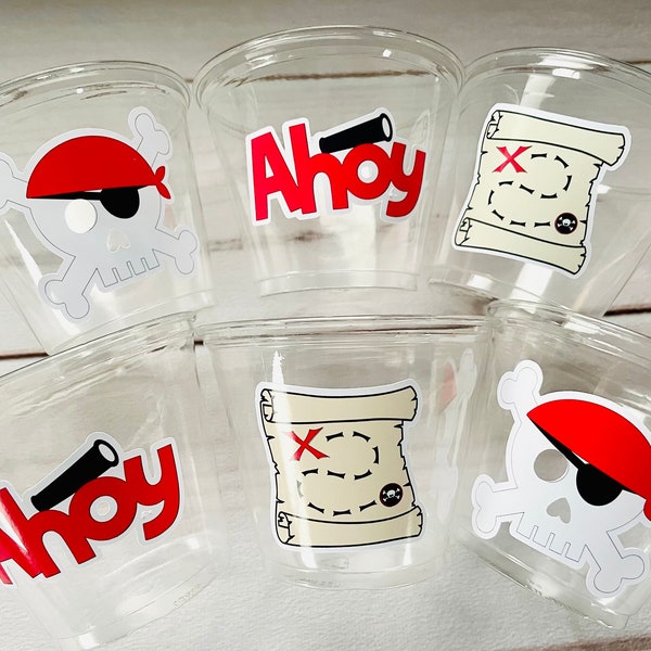 Pirate Party Cups - Pirate Treasure Cups Treasure Map Pirate Party Favors Pirate Party Decorations Pirate Map