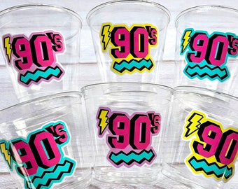 90s Birthday Cups - 90s party decorations, 90s bachelorette party, 90s birthday decorations, 90s birthday party, I love the 90s