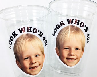 40th Birthday Custom plastic cups, personalized Party cups, Personalized 40th Birthday, Custom face Cups, Custom face party decorations