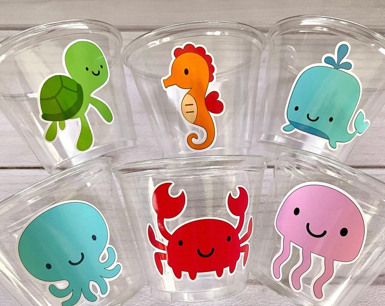 Under The Sea Party Cups Girls birthday party decorations Under the sea party favors ONEder the sea 1st birthday Baby shower