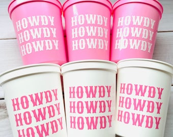 Howdy Cowgirl Party Cups - Cowgirl birthday party, Cowgirl bachelorette party decorations, Cowgirl party decorations, Western birthday