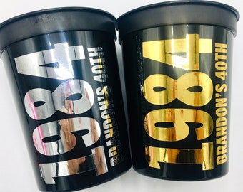 40th party cups - Black and Gold 40th Birthday, Best of 1984 40th Birthday Party 40th Birthday Favors Vintage 1984 40th Party Decorations