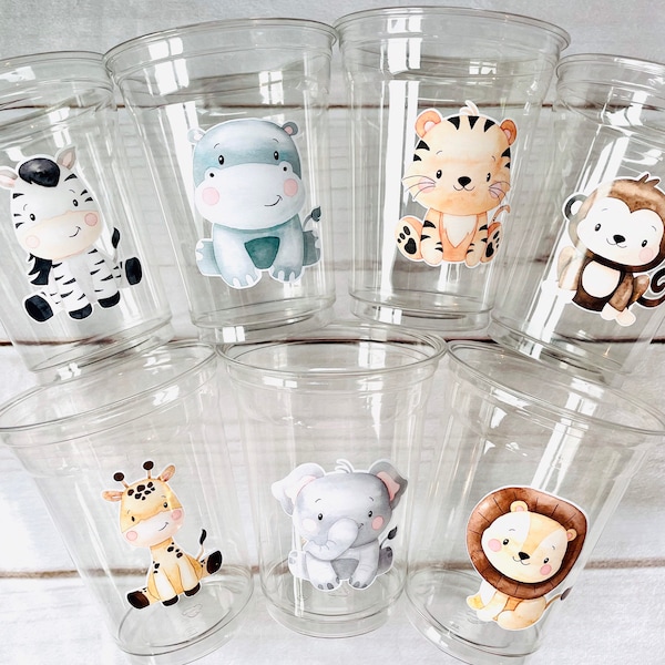 Safari Party Cups - Safari Jungle Baby Shower Party Cups, Safari Decorations, Safari Baby Shower Decorations