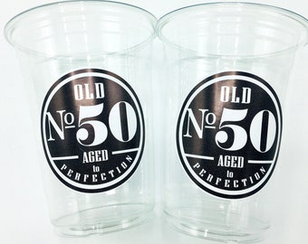 50th Birthday Party Cups, Aged to Perfection Stickers