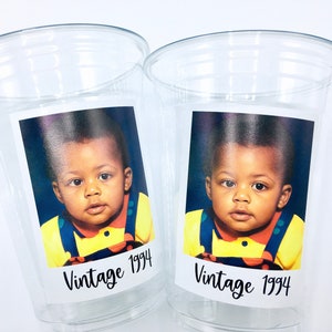 Custom plastic cups, Personalized Party cups, Personalized 30th Birthday, Custom face Cups, Custom face party decorations, Vintage 30th