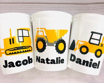 Construction Party Cups Reusable 16oz Stadium Cups Construction Party Favors Construction Party Decorations Hard Hat Cup Construction Crew