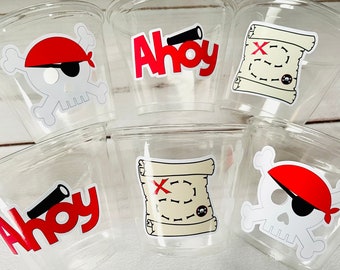 Pirate Party Cups - Treasure Map, Skull - Party Favors