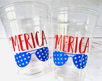 4th of July Party Cups - USA Cups Independence Day Party, 4th of July Party Decorations