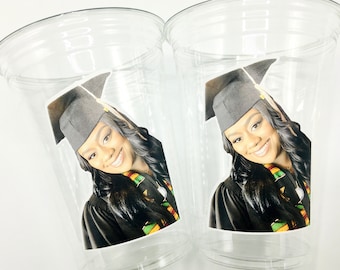 Personalized Graduation Photo Cups, Custom Graduation face, Any Photo Face cups, 2024 Grad, 2024 Graduation Party Cups,  Custom Face
