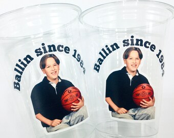 Custom Face Birthday Party Cups, Personalized Photo Cups