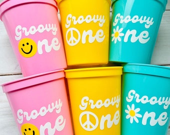 Groovy One birthday, groovy one party, 70s Party Cups, 70's Birthday Cups, Groovy Party Cups, 70's Decorations, 70’s Party Favors