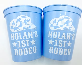 Personalized First Rodeo Party Cups, Cowboy Birthday, Cowgirl Party