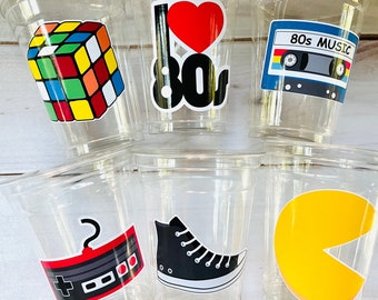 80s Party Cups - 80s party decorations, I love the 80s party cups, 80s party favors, 80s birthday decorations, 40th birthday decorations