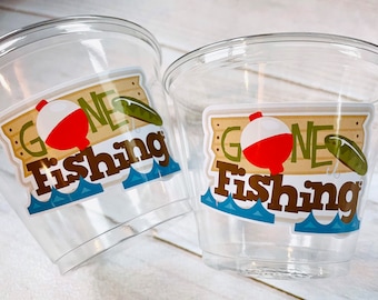 Fishing Party Cups - fishing birthday party decorations, gone fishing, fishing baby shower, o fishally one, fishing 1st birthday boy