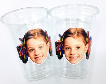 Personalized Photo Birthday Cups, Custom cups with face, Face Photo Cups, First Birthday, 30th Birthday, Custom Face Party, 40th Birthday
