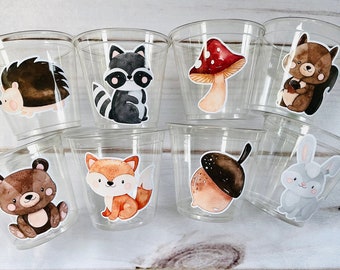 Woodland Party Cups - Baby shower decorations, Woodland nursery decor, Woodland animals, Woodland baby shower favors, Woodland birthday