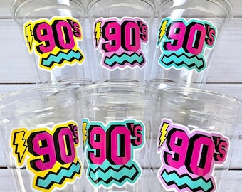 90s Party Cups - Retro Theme Decorations