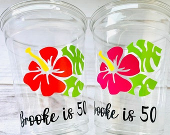 Luau Party Cups - Luau Cups Luau Party Decorations Tropical Party Luau Baby Shower Decorations Luau Birthday Decorations