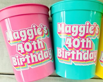 Personalized birthday party cups, Custom 40th Birthday Party 30th Birthday Favors Vintage, 50th Party Decorations 1984