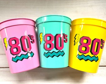 80s Party Cups – Reusable Stadium Cups, Retro Birthday Decorations