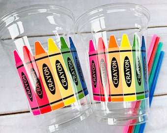 Art Party Cups - Crayon Party Cups, Art Decorations Happy Birthday Art Birthday Decorations