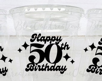 50th Birthday Party Cups 16oz Cups 1972 50th Birthday Party Favor, 50th Birthday for Men, 1973 Birthday, Retro 50th Birthday