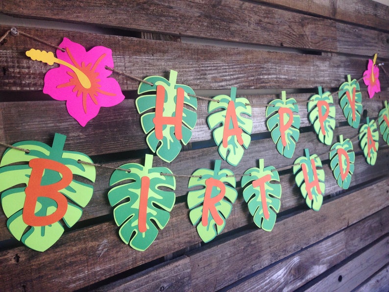 Luau Birthday Banner Luau Banner Luau Birthday Decorations Happy Birthday Banner Luau Party Decorations First Birthday