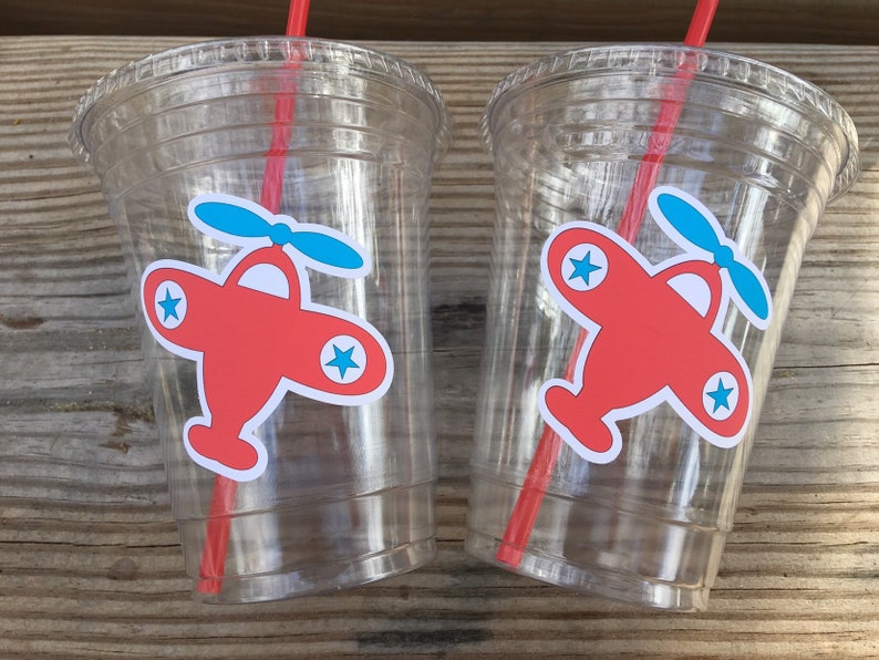 Airplane Party Cups Airplane Cups Airplane Party Decorations Etsy