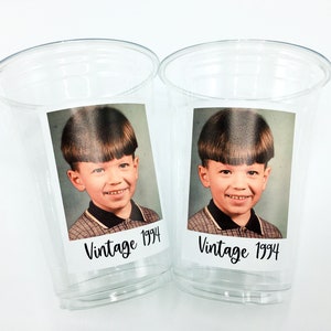 Custom plastic cups, Personalized Party cups, Personalized 30th Birthday, Custom face Cups, Custom face party decorations, Vintage 30th image 4