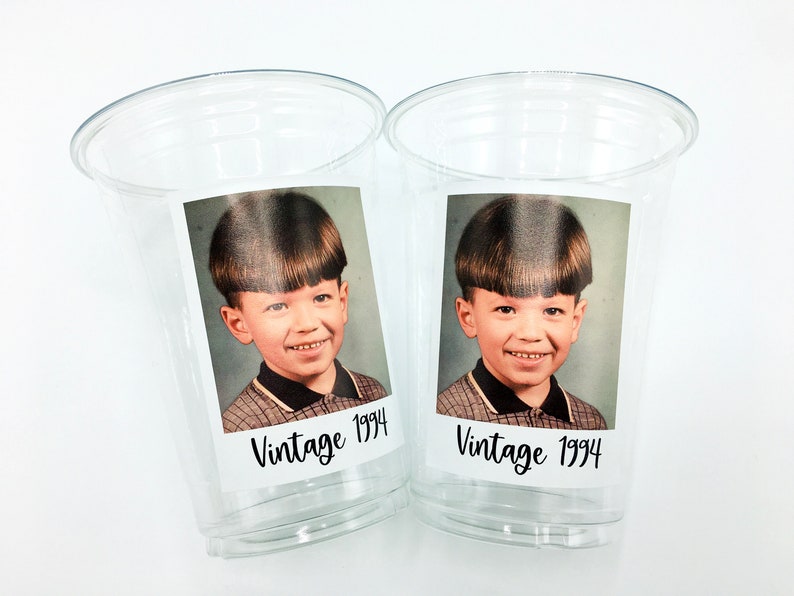 Custom plastic cups, Personalized Party cups, Personalized 30th Birthday, Custom face Cups, Custom face party decorations, Vintage 30th image 4